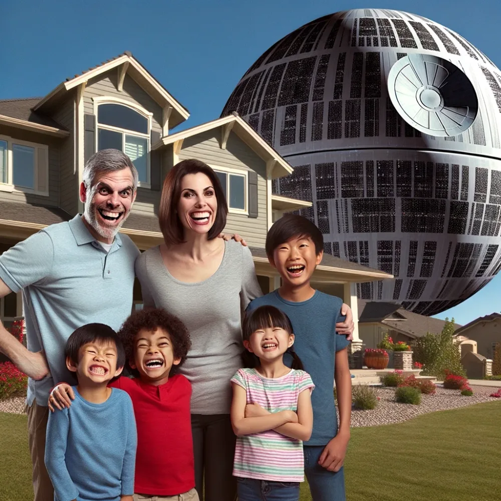 Ironically that is a very realistic Death Star and a very unrealistic-looking family