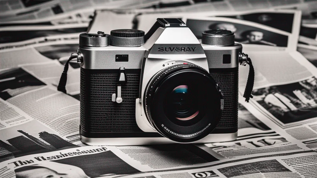 Not a video camera, but is at least touching newspaper