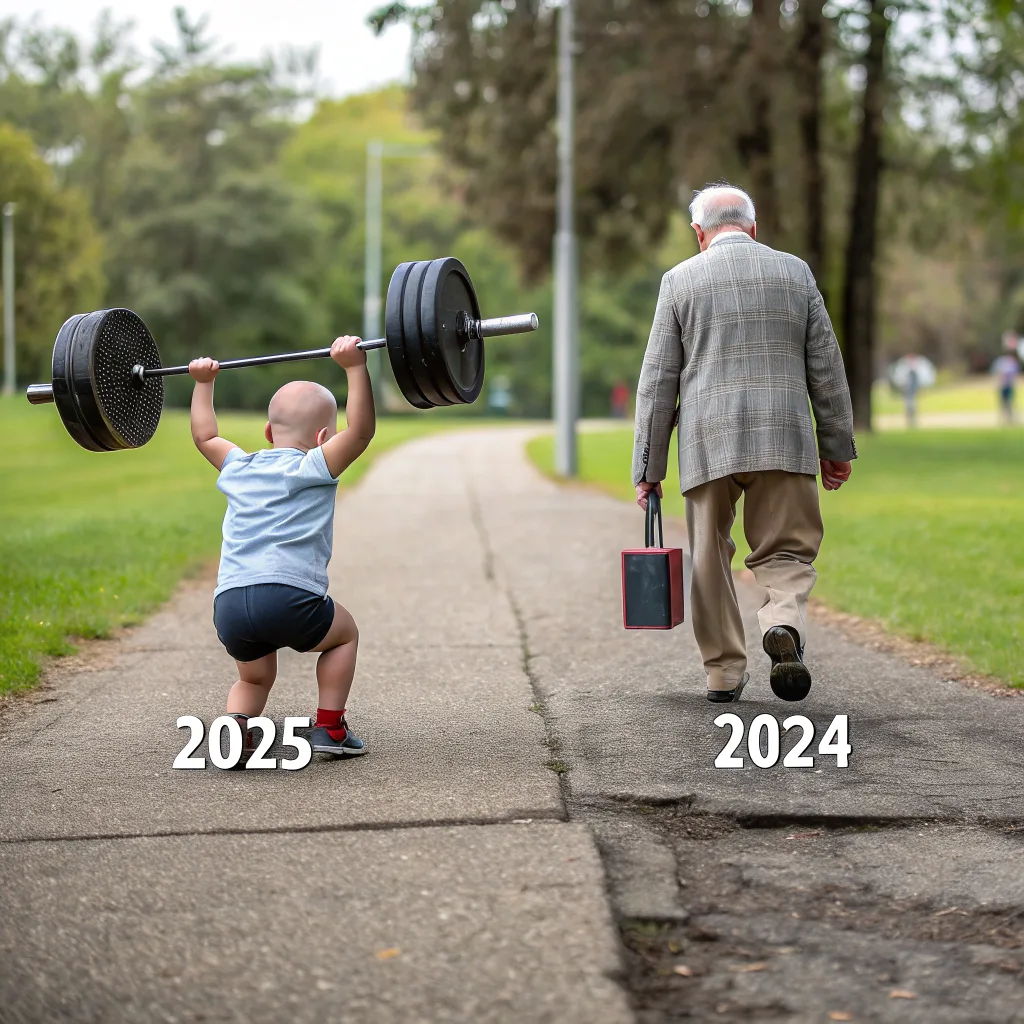 Perfection. Looks like Baby New Year is gonna hurl those weights at Father Time.