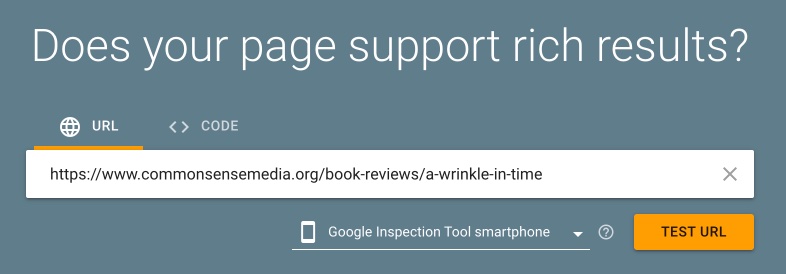 Google's rich results page search field