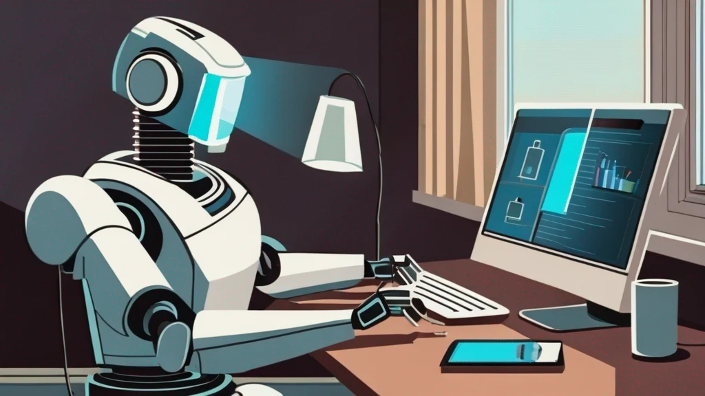 A robot researching replacements for its broken electric toothbrush