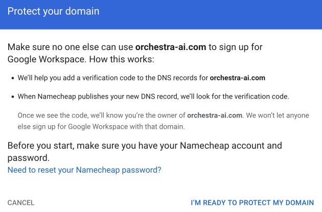 Documentation showing how to verify domain ownership