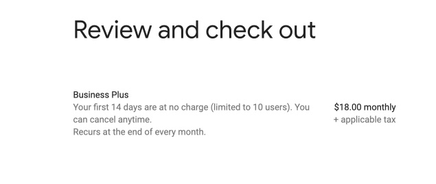 Google Workspace review screen