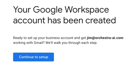 Confirmation screen for Google Workspace