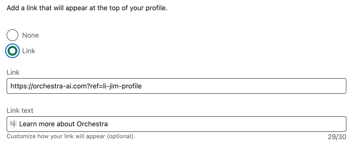 LinkedIn's Custom button configuration