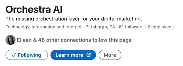 LinkedIn page with custom button showing